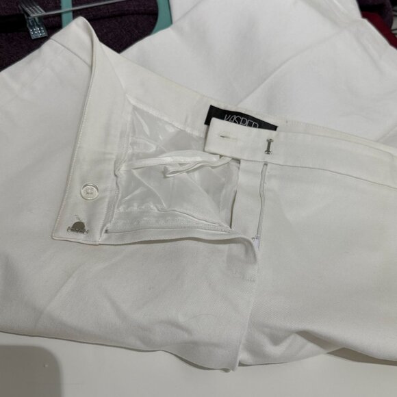 Kasper Flat Front Lined Trousers Pants White Size 14 - Picture 7 of 9